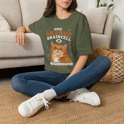 One Orange Braincell Waiting For My Turn T-Shirt | Orange Cat Meme | Gildan Softstyle 64000