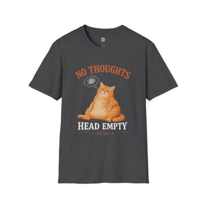 No Thoughts Head Empty Just Vibes T-Shirt | Orange Cat Blank Stare | Gildan Softstyle 64000