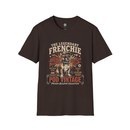 The Legendary Frenchie Vintage Bootleg T-Shirt | French Bulldog Bad to the Bone | Gildan Softstyle 64000 Premium Tee