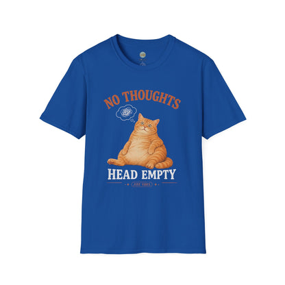No Thoughts Head Empty Just Vibes T-Shirt | Orange Cat Blank Stare | Gildan Softstyle 64000