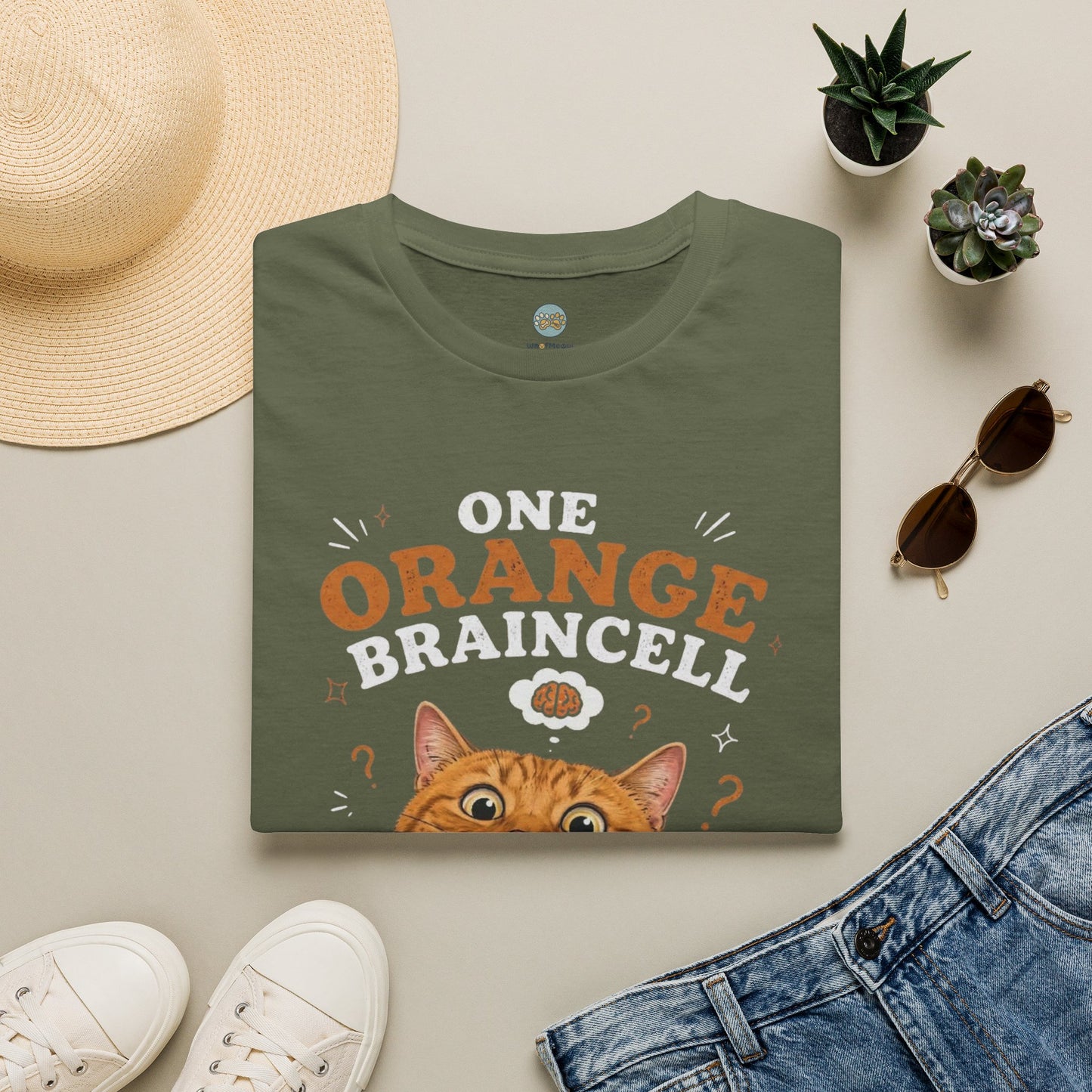 One Orange Braincell Waiting For My Turn T-Shirt | Orange Cat Meme | Gildan Softstyle 64000