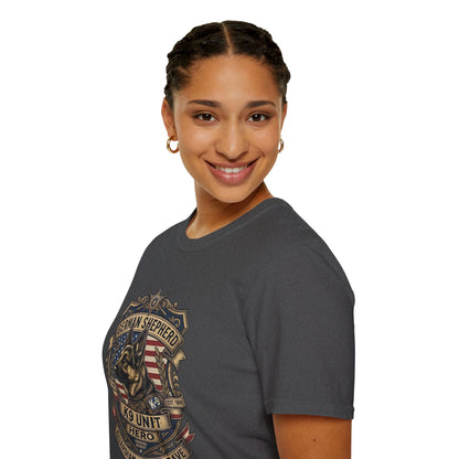 German Shepherd T-Shirt | K9 Unit Est. 1908 - Hero Police Dog Design for GSD Lovers | Gildan Softstyle 64000 Premium Tee