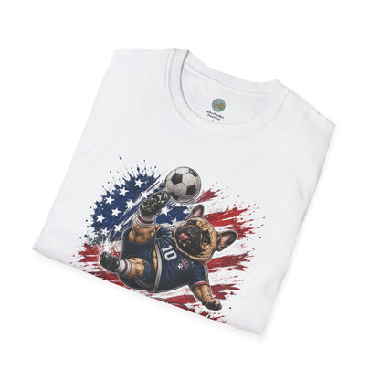 Chubby But Deadly Soccer 2026 T-Shirt | French Bulldog Goalkeeper World Cup | Gildan Softstyle 64000
