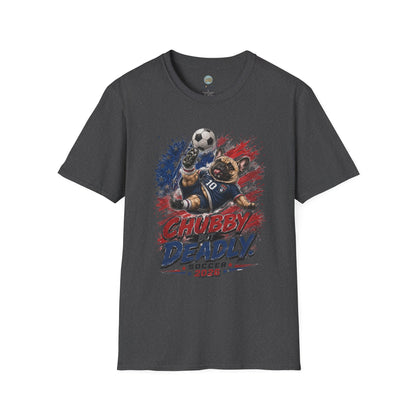 Chubby But Deadly Soccer 2026 T-Shirt | French Bulldog Goalkeeper World Cup | Gildan Softstyle 64000