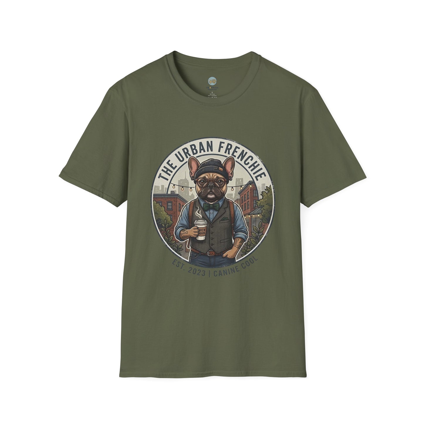 The Urban Frenchie T-Shirt | French Bulldog in City Attire | Gildan Softstyle 64000 Premium Tee