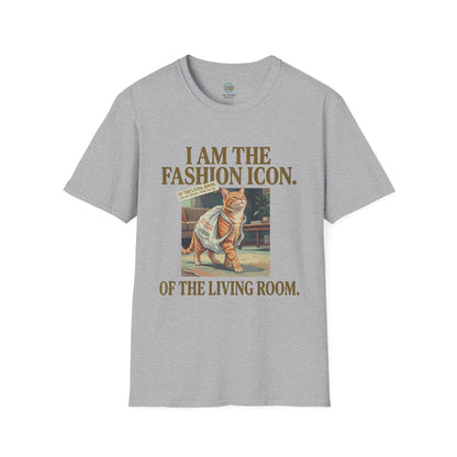 I Am The Fashion Icon Of The Living Room T-Shirt | Orange Cat in Plastic Bag | Gildan Softstyle 64000