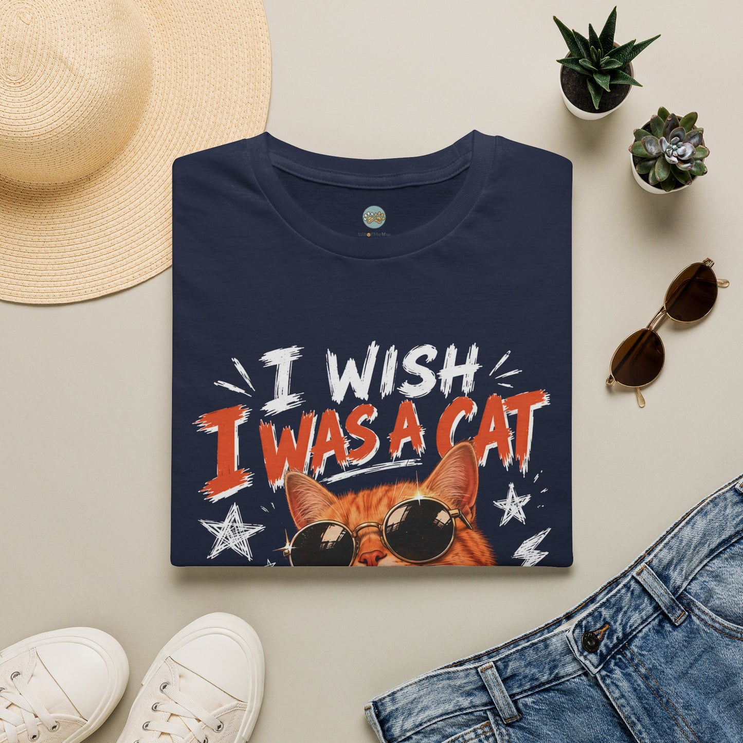 I Wish I Was A Cat T-Shirt | No Work No School Just Meow Meow | Gildan Softstyle 64000