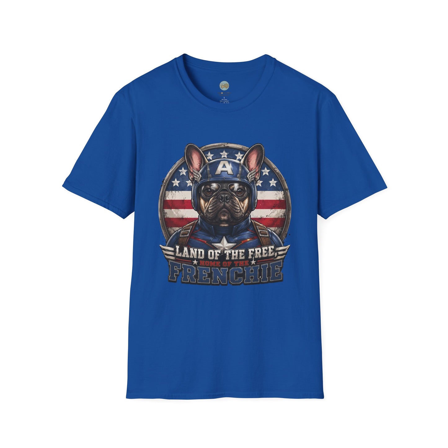 Land of the Free Home of the Frenchie T-Shirt | 4th of July French Bulldog | Gildan Softstyle 64000