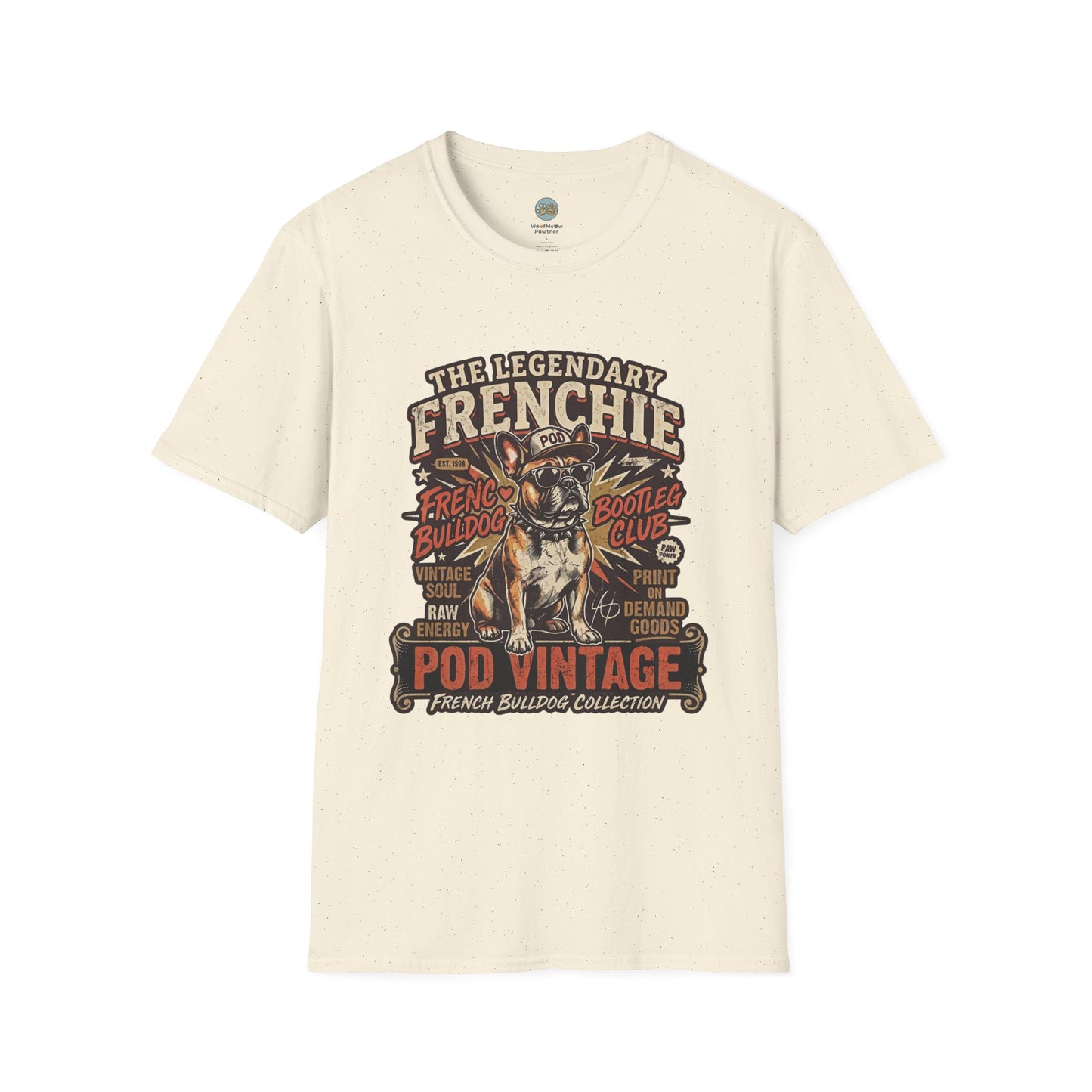 The Legendary Frenchie Vintage Bootleg T-Shirt | French Bulldog Bad to the Bone | Gildan Softstyle 64000 Premium Tee