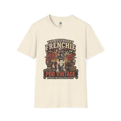 The Legendary Frenchie Vintage Bootleg T-Shirt | French Bulldog Bad to the Bone | Gildan Softstyle 64000 Premium Tee