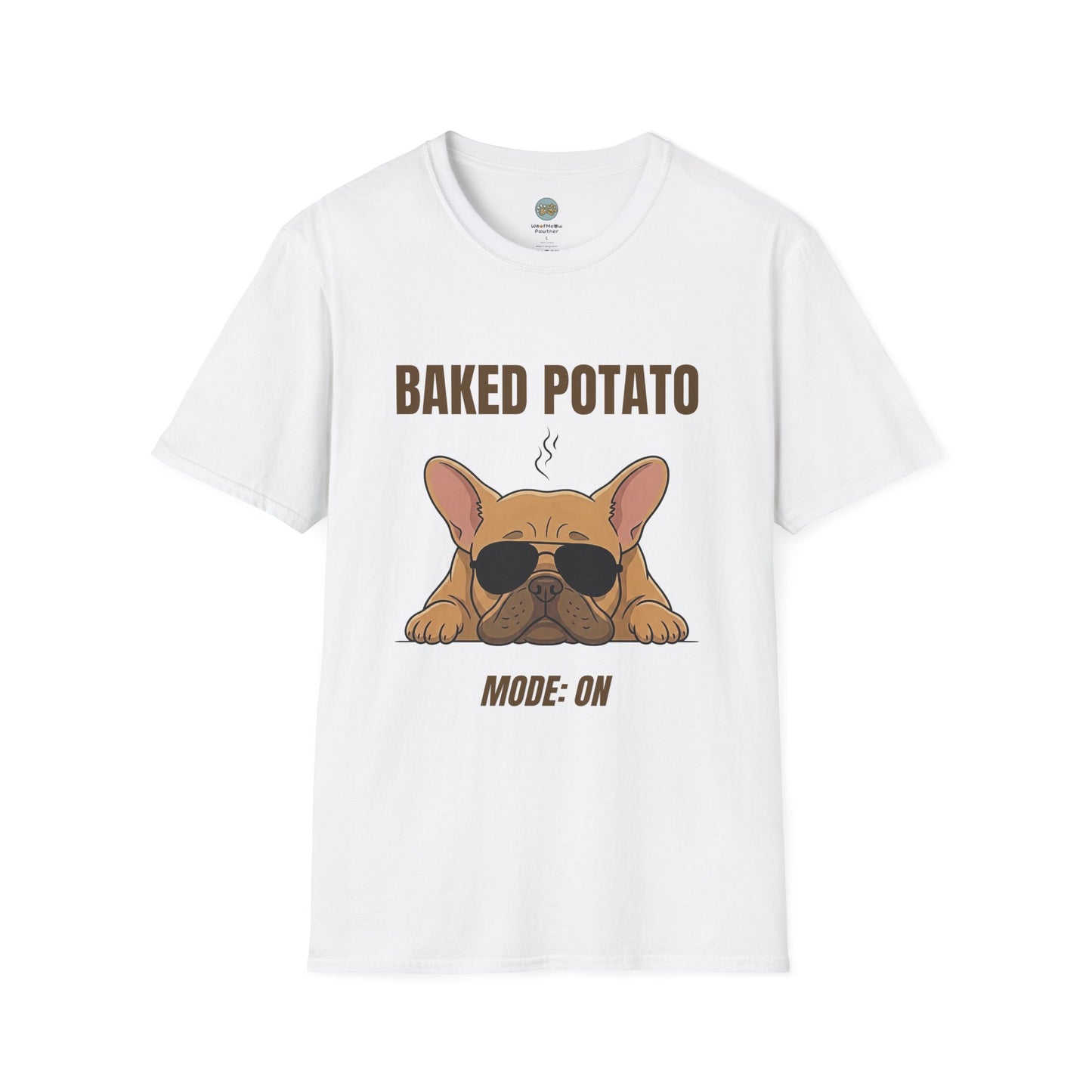 Baked Potato Mode ON French Bulldog T-Shirt | Frenchie Sunbathing Like a Potato | Gildan Softstyle 64000